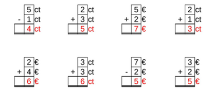 12_21 Addition Subtraktion Cent-Euro einstellig
